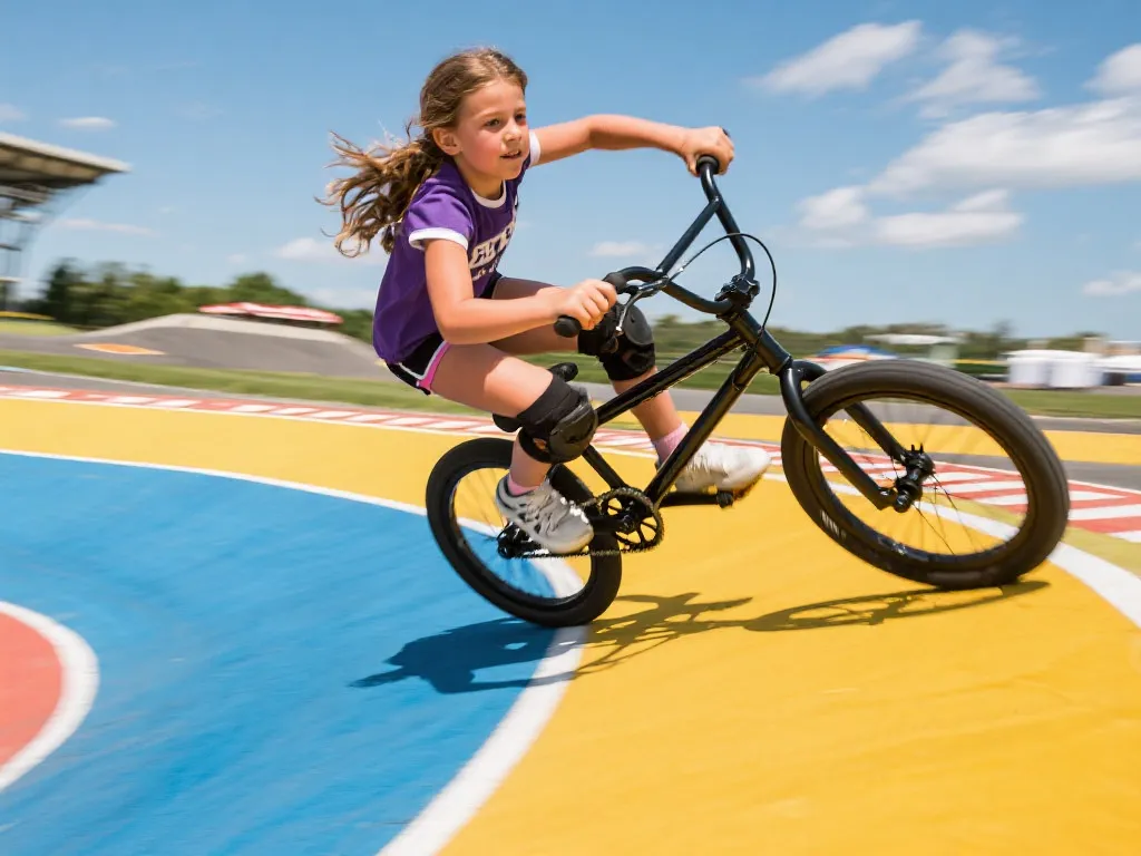 BMX自行车赛场少女奋勇夺金